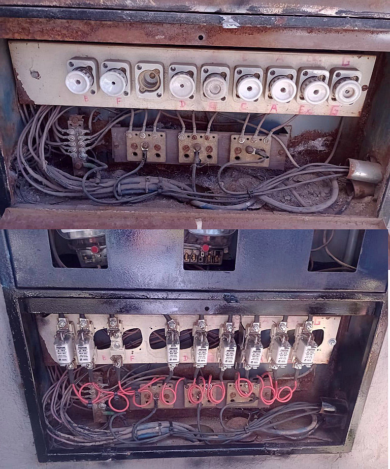 Tableros de medidores multiples Fusibles Antes y Despues
