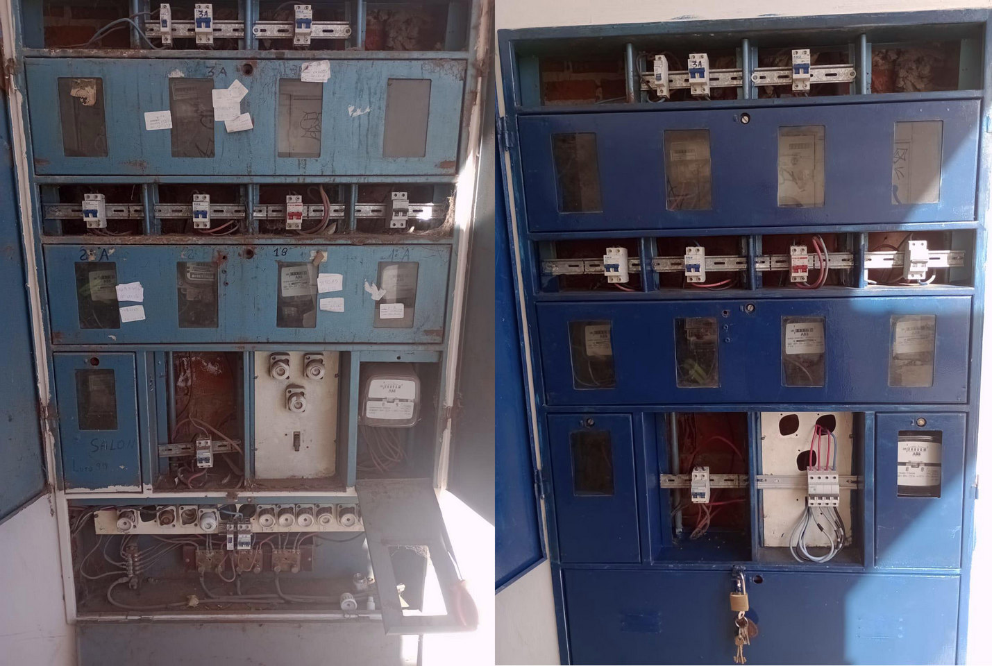 Tableros de medidores multiples Interior Antes y Despues