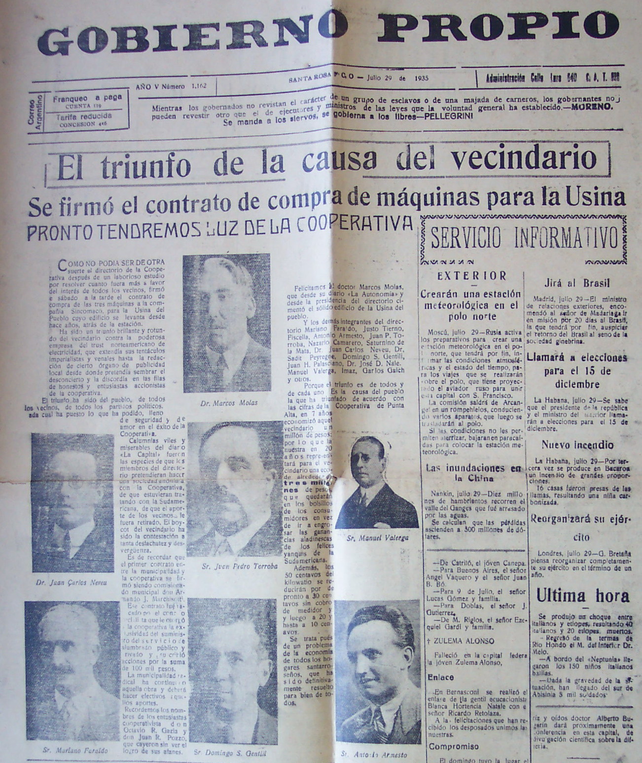 2026 01 A 90 años del primer año Gobierno Propio julio1935